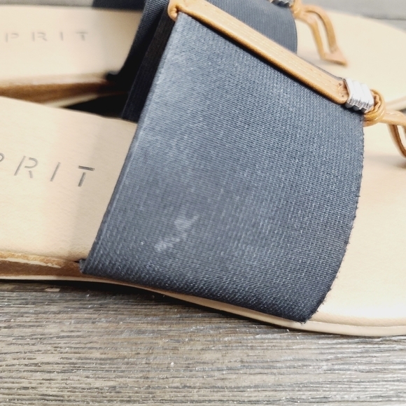 ESPRIT Black Tan Slip On Classic Minimalist Sandal - Picture 4 of 9